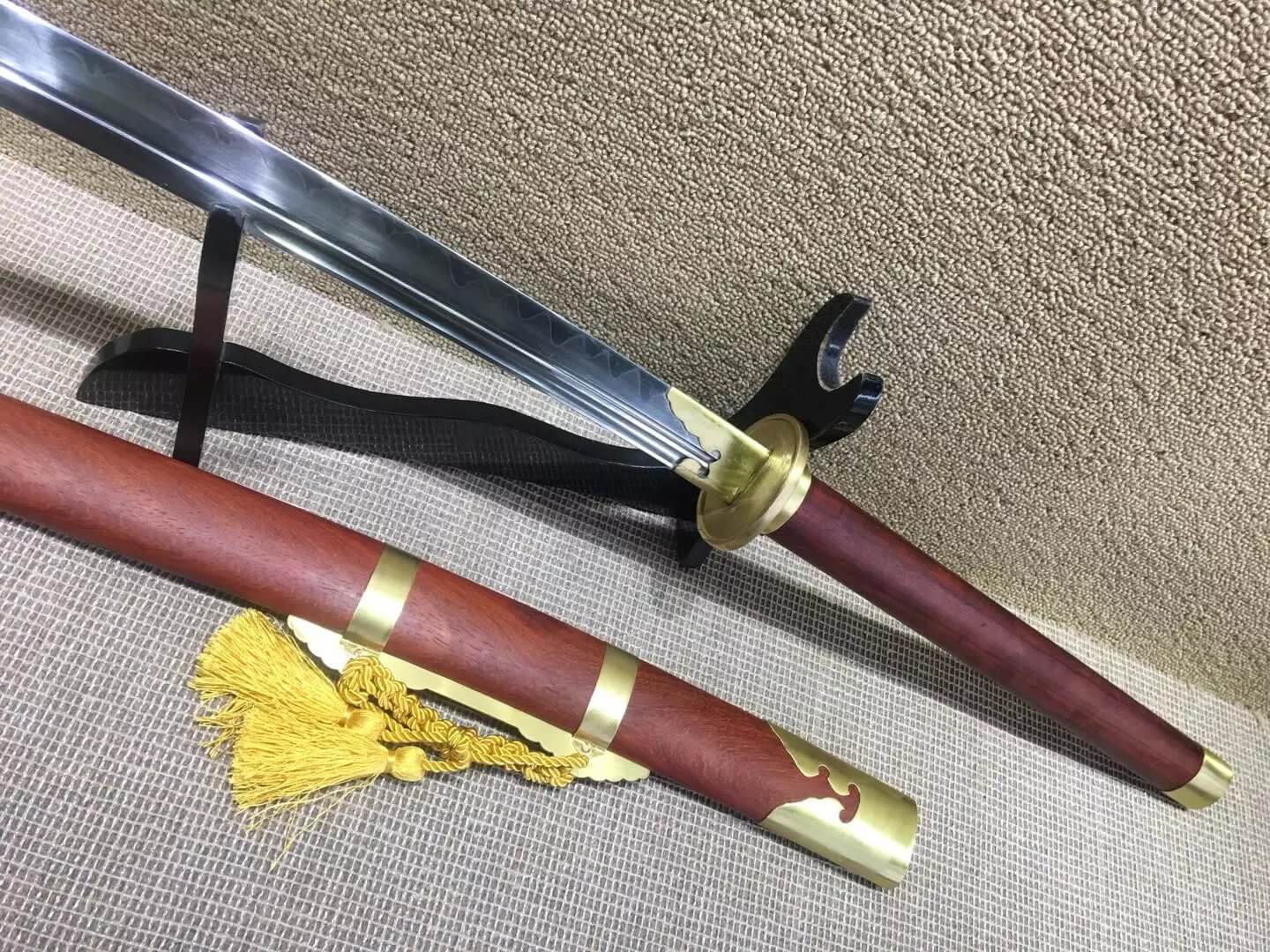 Horse chopping sword/T10 high carbon steel/Redwood,Brass/Full tang - Chinese sword shop