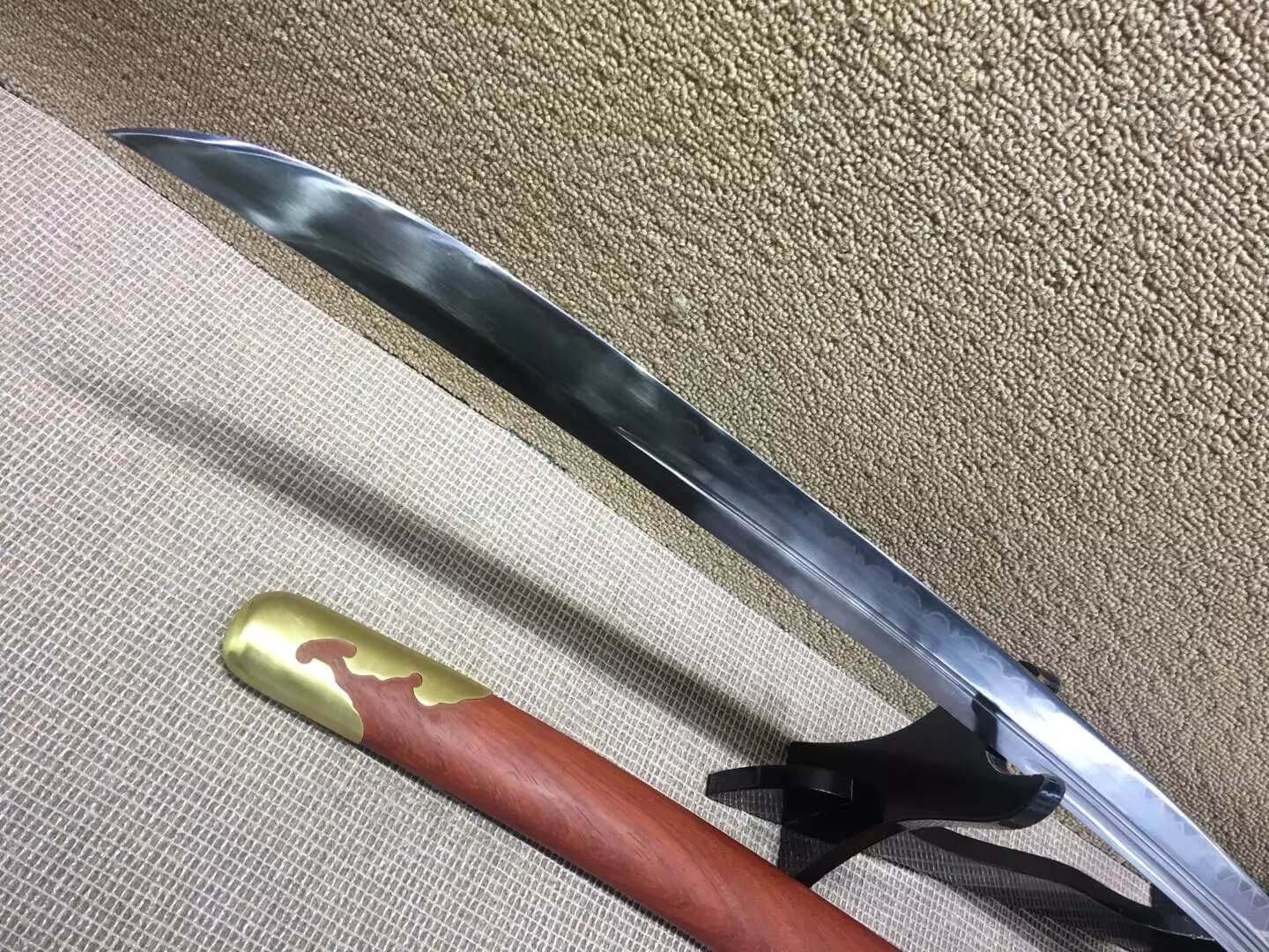Horse chopping sword/T10 high carbon steel/Redwood,Brass/Full tang - Chinese sword shop
