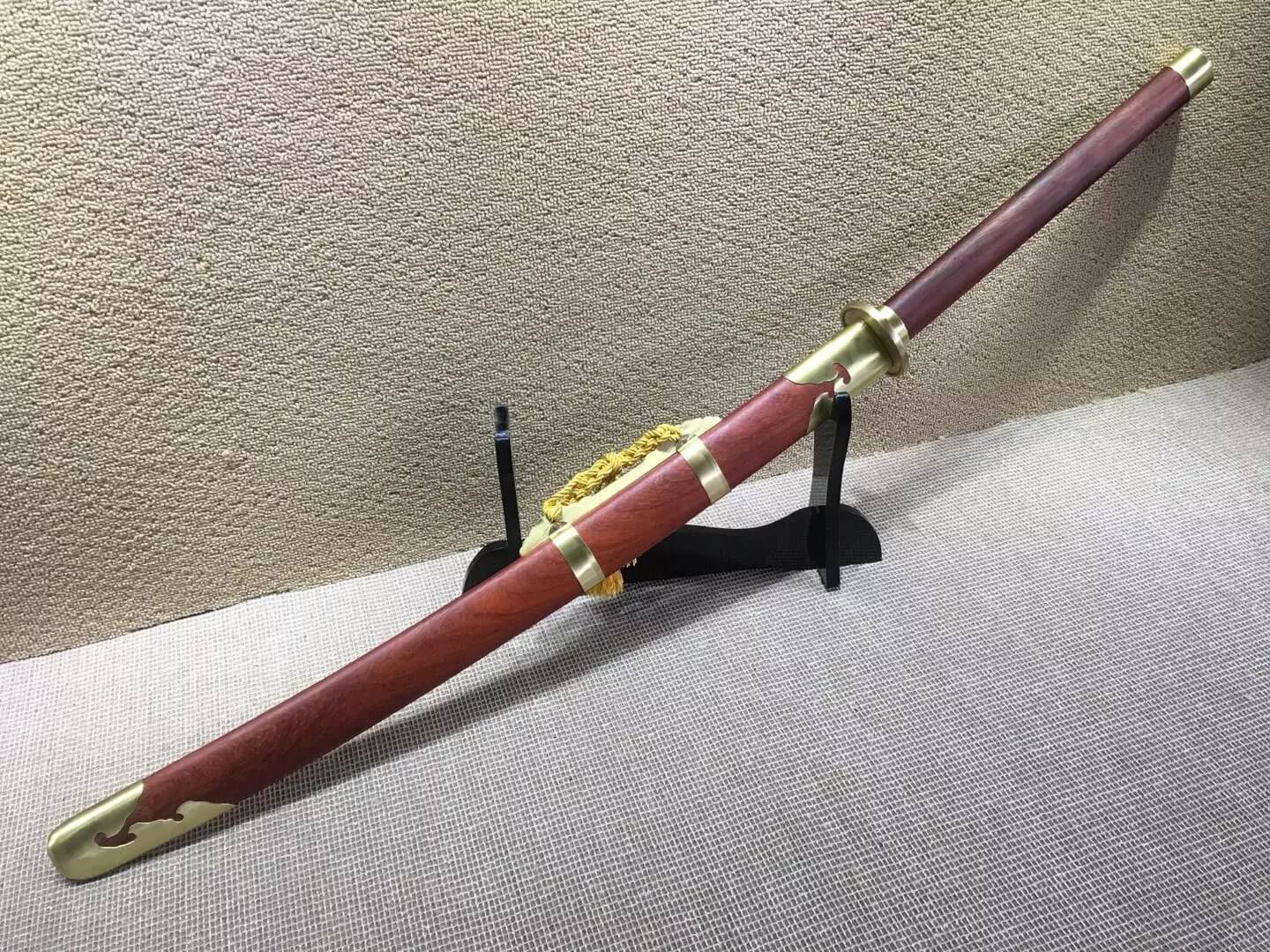 Horse chopping sword/T10 high carbon steel/Redwood,Brass/Full tang - Chinese sword shop