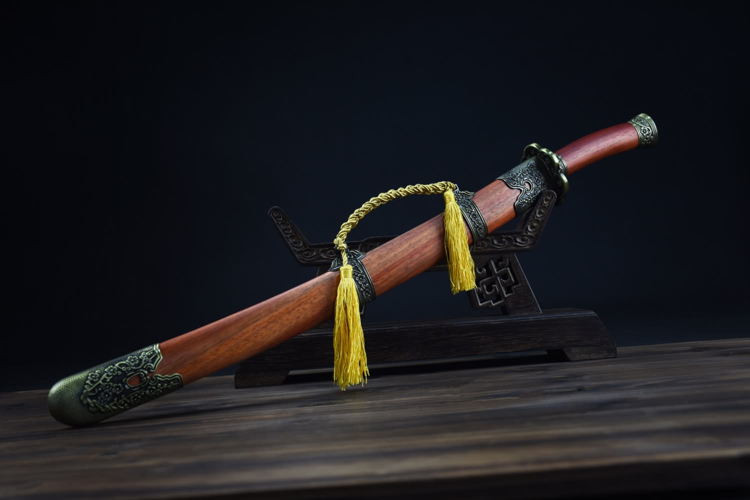 Qing dao sword,High carbon steel etch blade,Redwood,Alloy - Chinese sword shop