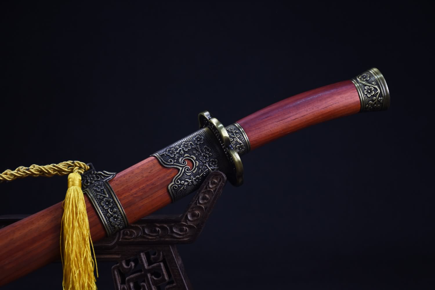 Qing dao sword,High carbon steel etch blade,Redwood,Alloy - Chinese sword shop