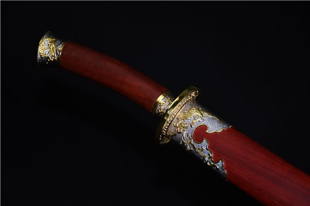Qing dao sword,Damascus steel red blade,Redwood scabbard - Chinese sword shop