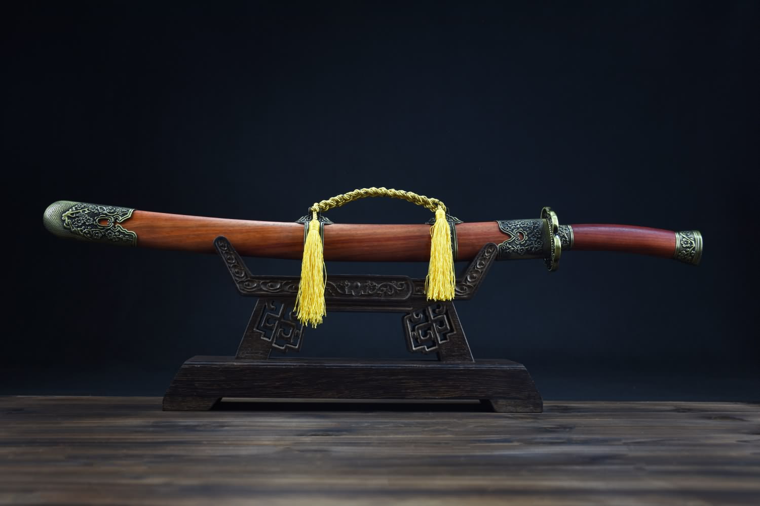 Qing dao sword,High carbon steel etch blade,Redwood,Alloy - Chinese sword shop