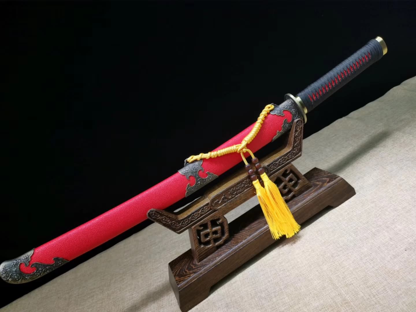 Red scabbard Broadsword,High carbon steel blade - Chinese sword shop