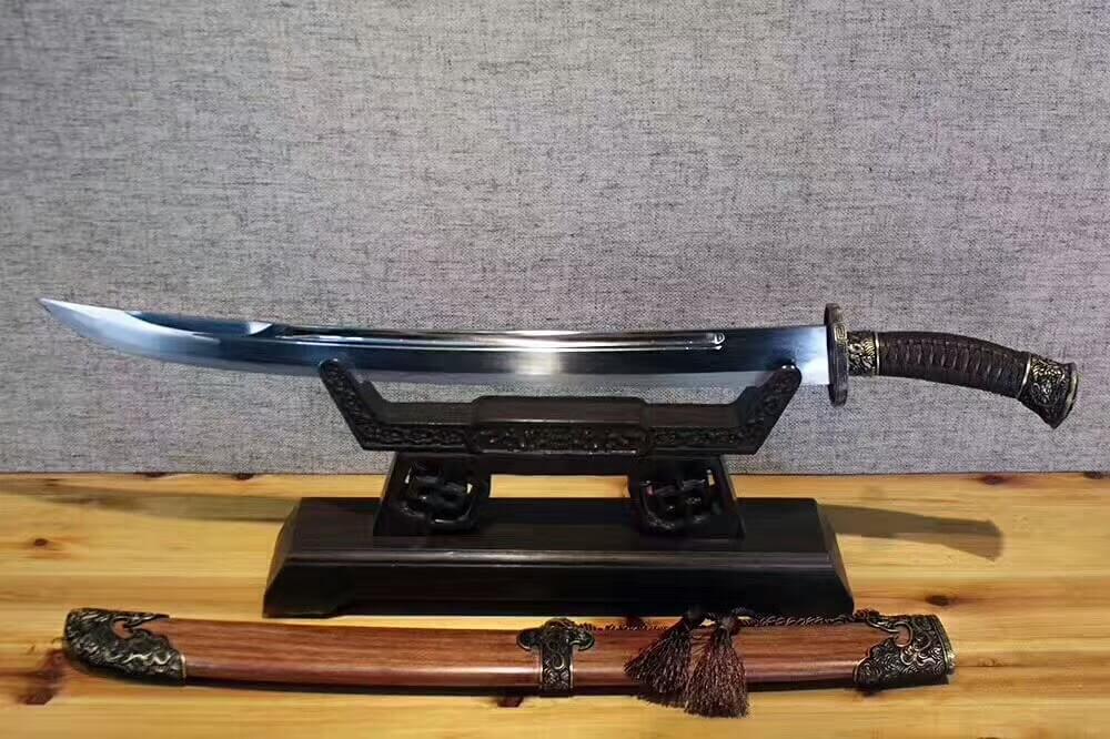 Qin dao(Damascus steel bade,MAHOGANY scabbard,Brass fittings)Length 29" - Chinese sword shop