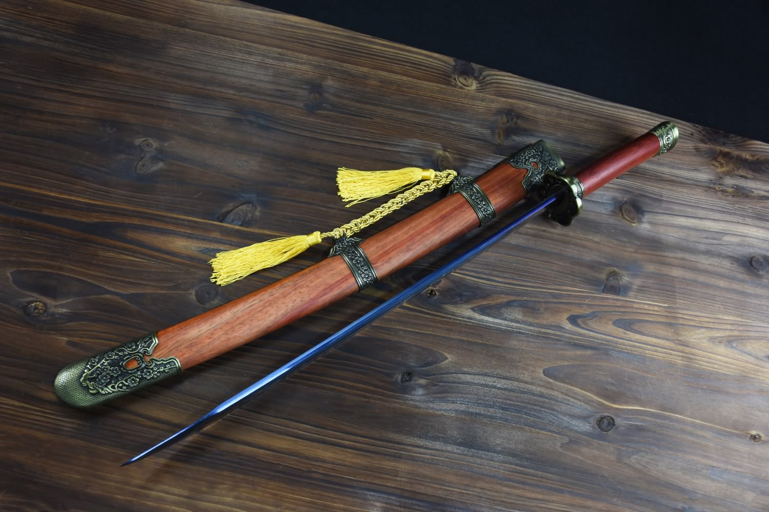 Qing dao sword,High carbon steel etch blade,Redwood,Alloy - Chinese sword shop