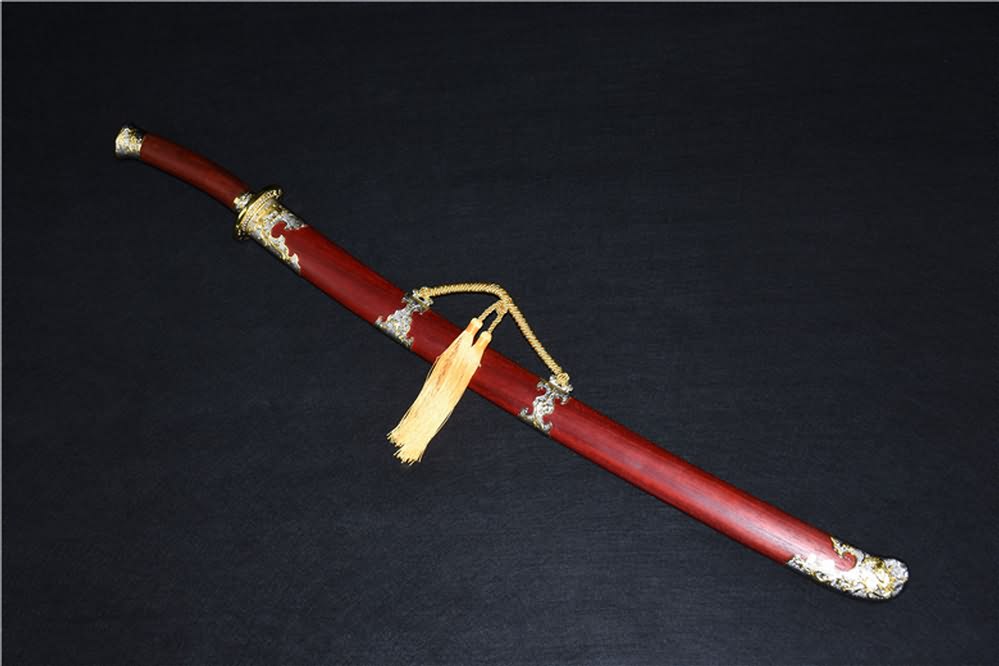 Qing dao sword,Damascus steel red blade,Redwood scabbard - Chinese sword shop