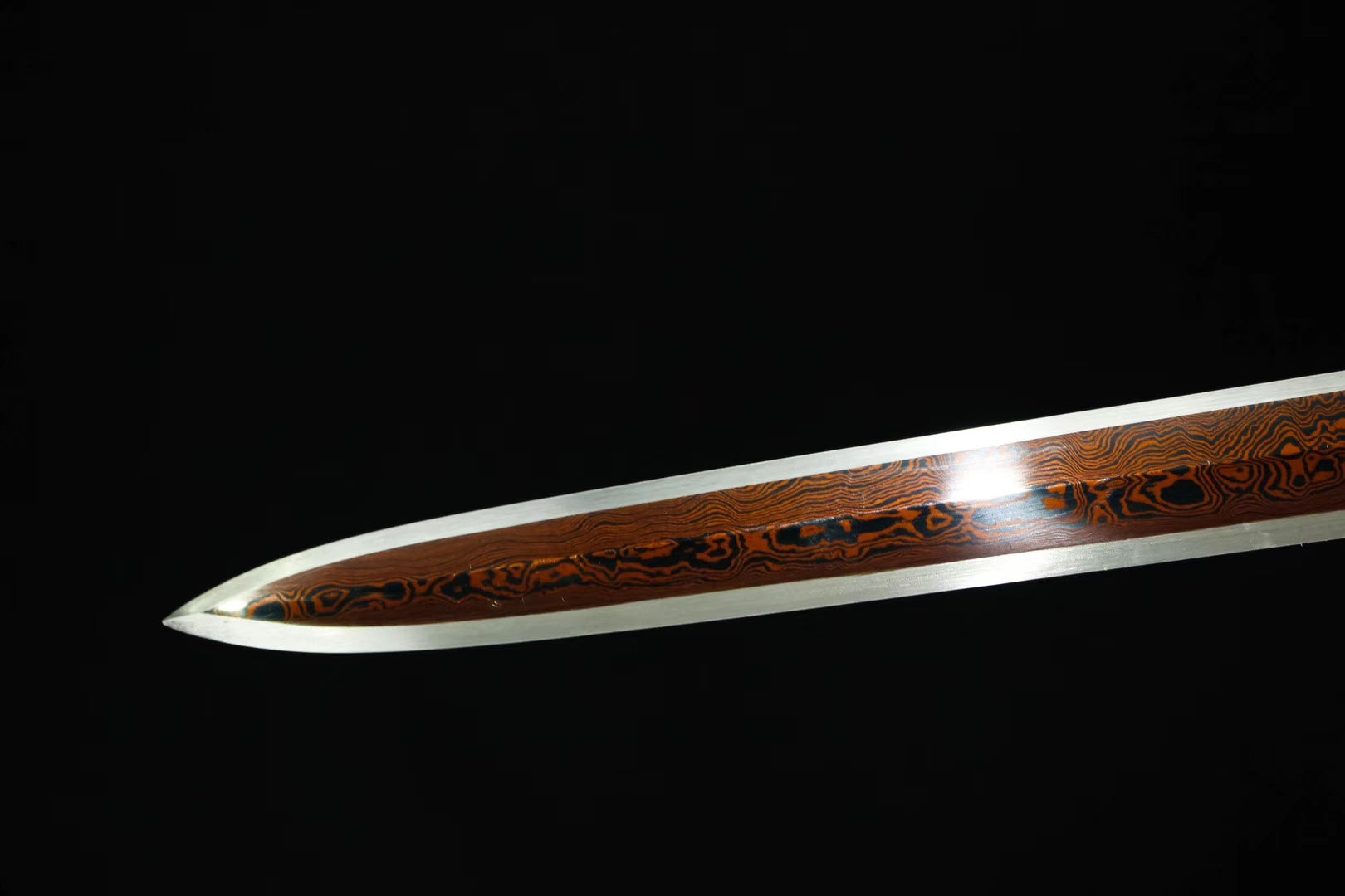 Ruyi jian,Handmade Damascus steel red bade,Black wood,Brass,Full tang - Chinese sword shop