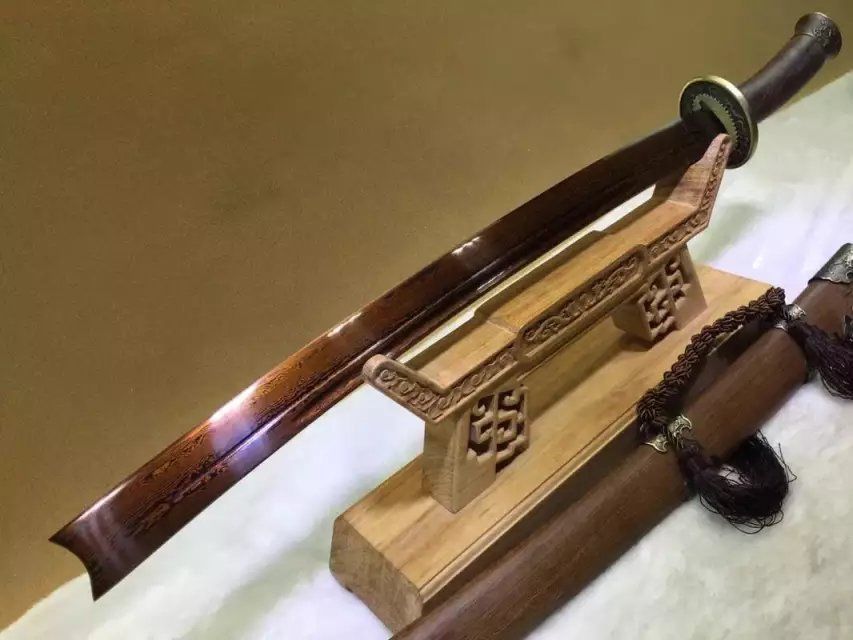 Qing dao sword,Damascus steel red blade,Rosewood scabbard,Alloy fittings - Chinese sword shop