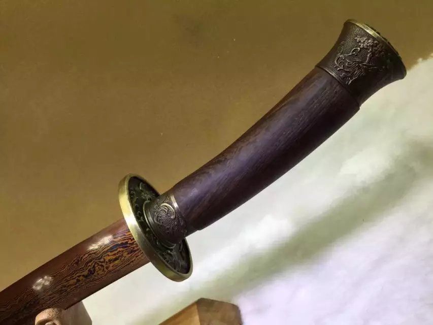 Qing dao sword,Damascus steel red blade,Rosewood scabbard,Alloy fittings - Chinese sword shop