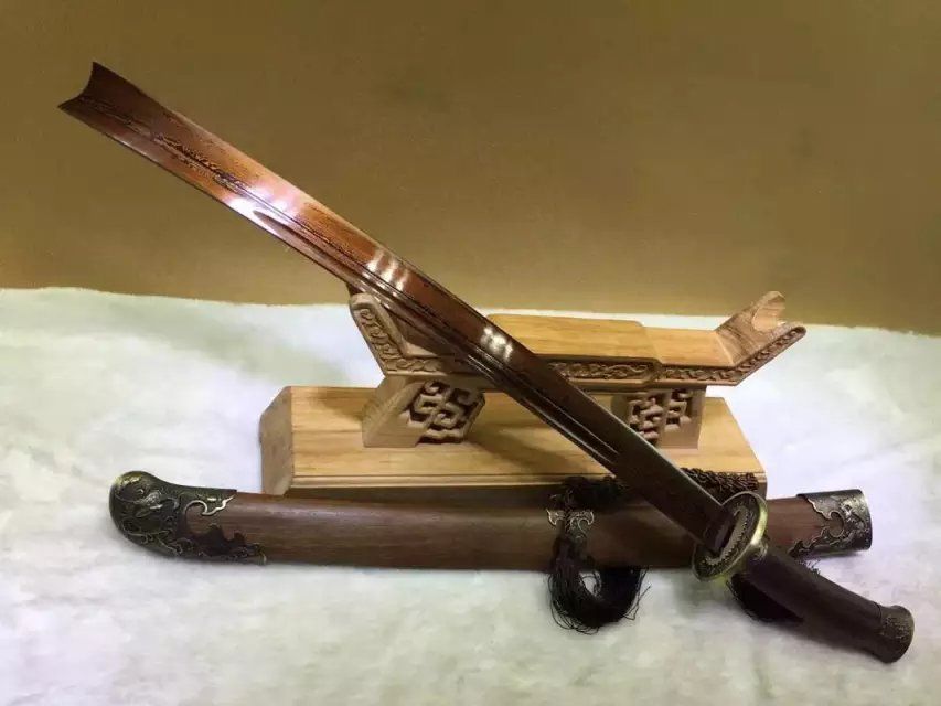 Qing dao sword,Damascus steel red blade,Rosewood scabbard,Alloy fittings - Chinese sword shop