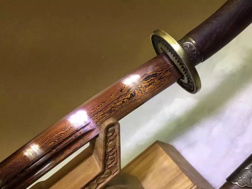 Qing dao sword,Damascus steel red blade,Rosewood scabbard,Alloy fittings - Chinese sword shop