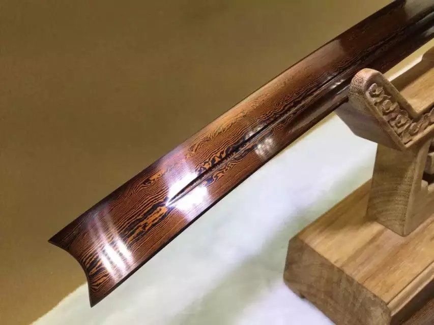 Qing dao sword,Damascus steel red blade,Rosewood scabbard,Alloy fittings - Chinese sword shop