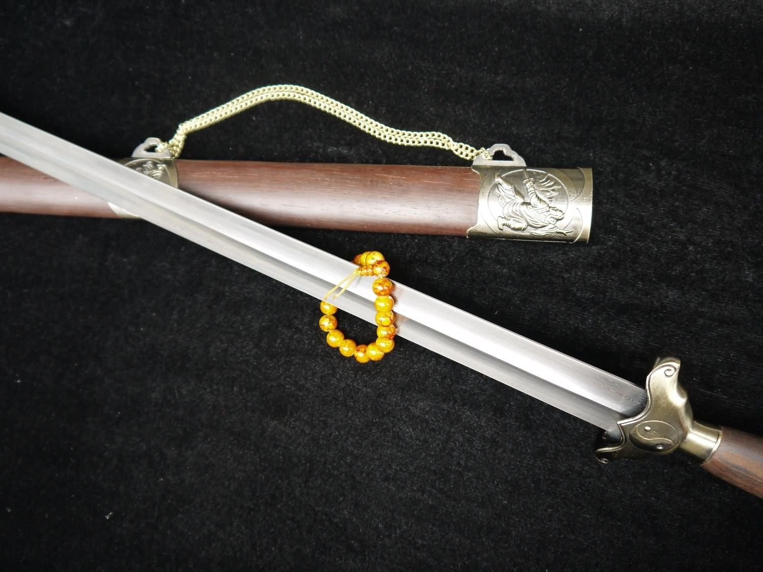 Training sword,Taiji jian,Pattern steel,Rosewood scabbard,Alloy fittings - Chinese sword shop
