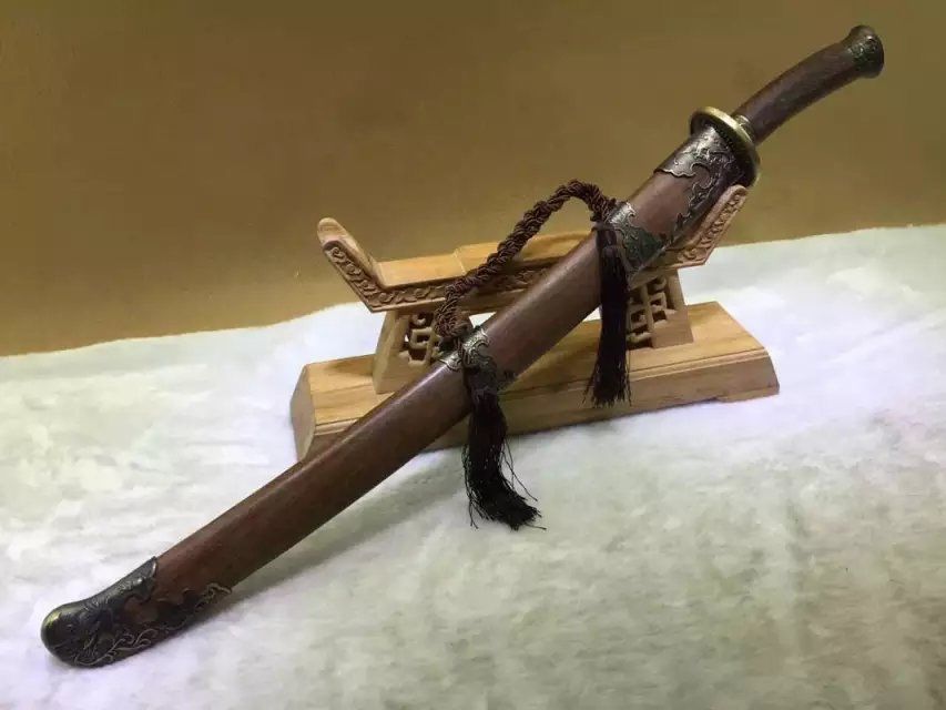 Qing dao sword,Damascus steel red blade,Rosewood scabbard,Alloy fittings - Chinese sword shop