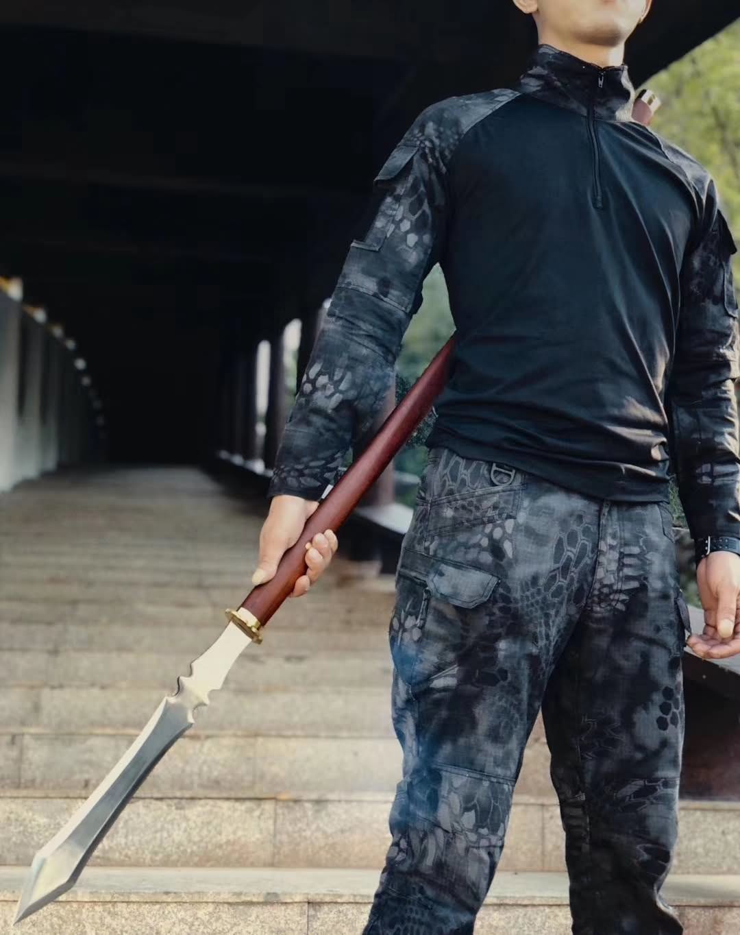 Red-tasselled spear,High carbon steel,Redwood rod - Chinese sword shop