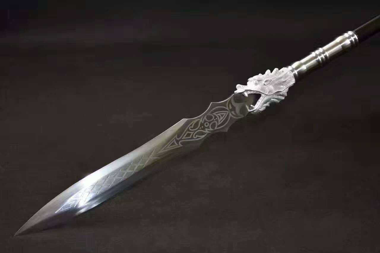 Dragon lance spear High carbon steel Spearhead,Stainless steel rod - Chinese sword shop