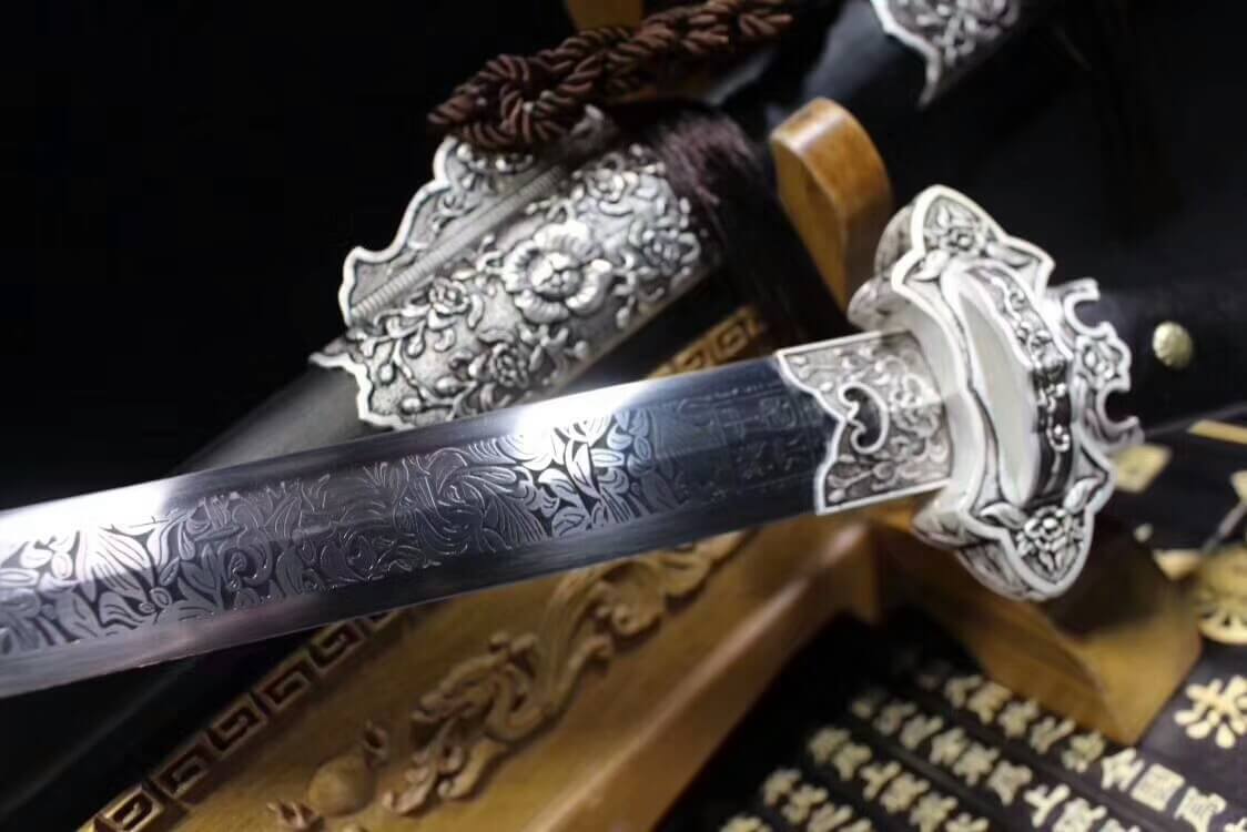 Tang jian,High carbon steel blade,Black scabbard,Alloy fitting - Chinese sword shop