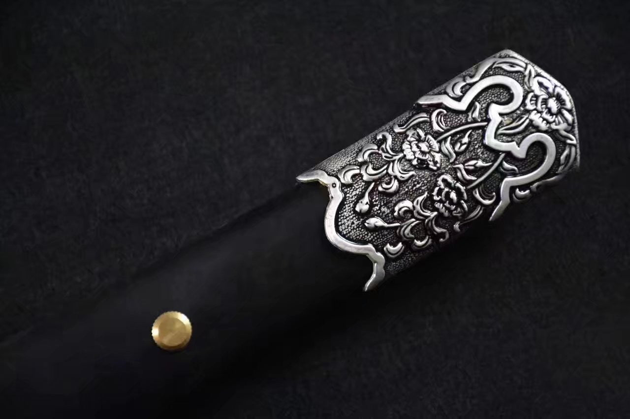 Tang dao,Damascus steel red blade,Black wood scabbard,Full tang - Chinese sword shop