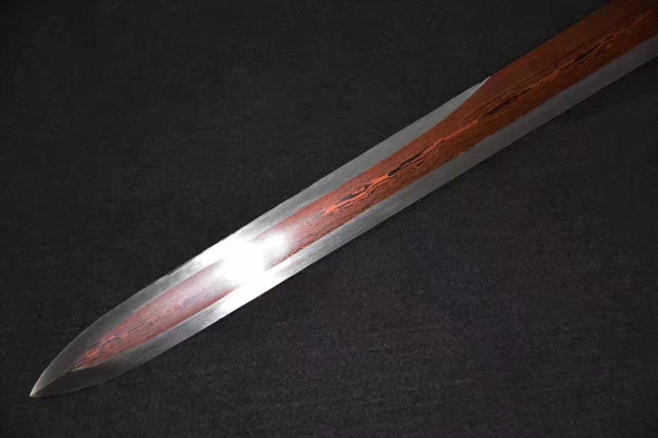 Tang dao,Damascus steel red blade,Black wood scabbard,Full tang - Chinese sword shop