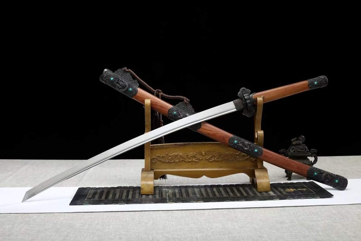 Tang dao Sword Real,Hand Forged(High Carbon Steel Blades,Rosewood Scabbard