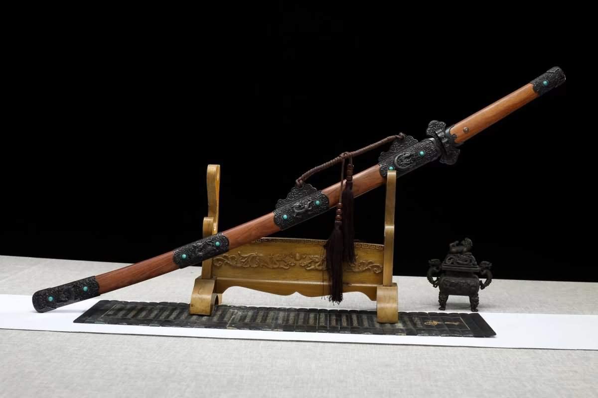 Tang dao Sword Real,Hand Forged(High Carbon Steel Blades,Rosewood Scabbard