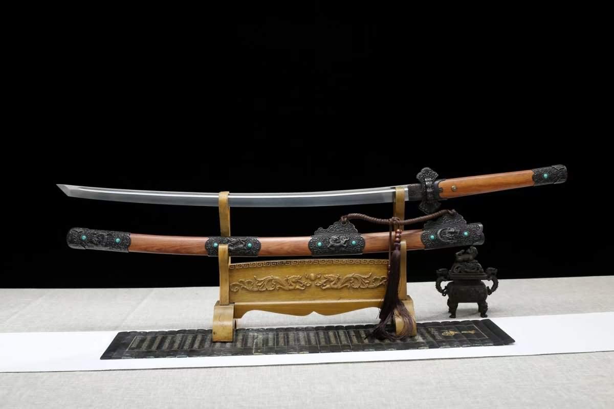 Tang dao Sword Real,Hand Forged(High Carbon Steel Blades,Rosewood Scabbard
