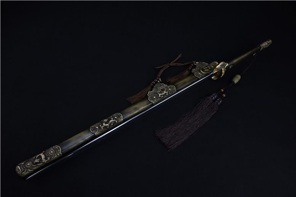 Tang dao sword(Damascus steel blade,Brass scabbard)Full tang - Chinese sword shop