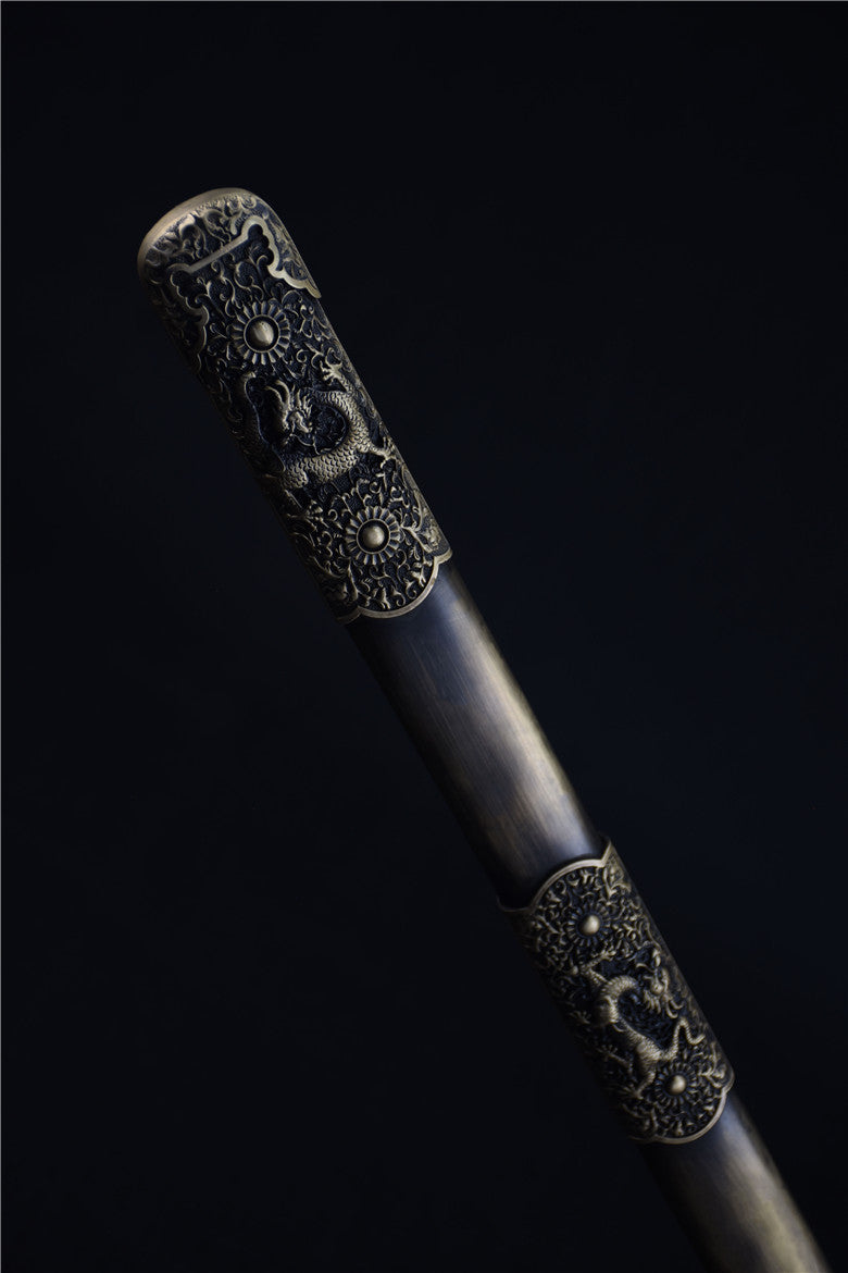 Tang dao sword(Damascus steel blade,Brass scabbard)Full tang - Chinese sword shop