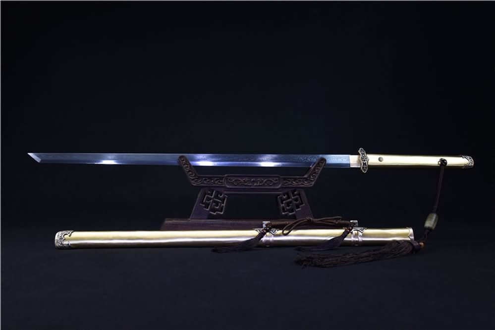 Tang dao sword(Damascus steel blade,Brass scabbard)Full tang - Chinese sword shop
