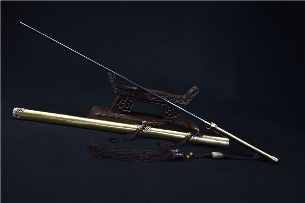 Tang dao sword(Damascus steel blade,Brass scabbard)Full tang - Chinese sword shop