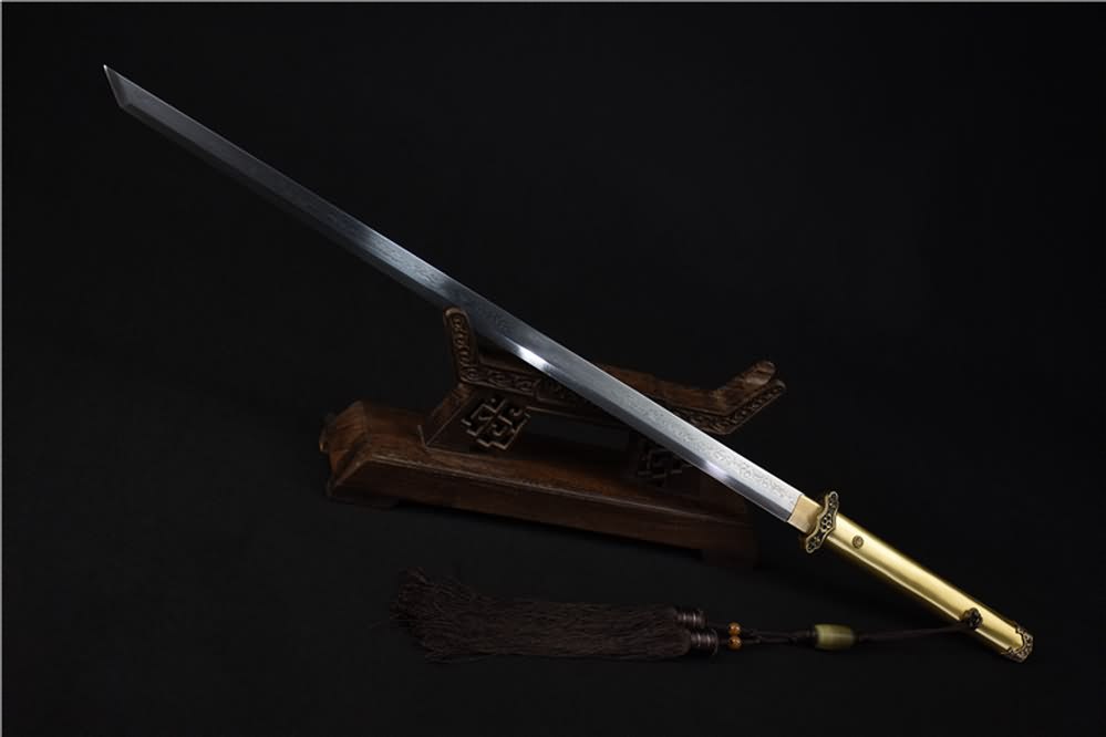 Tang dao sword(Damascus steel blade,Brass scabbard)Full tang - Chinese sword shop