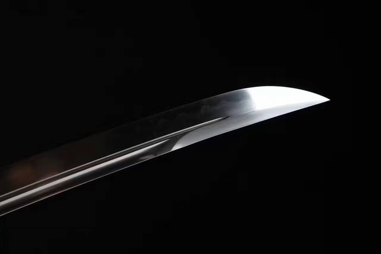 Loong broadsword,Damascus steel blade,Black skin scabbard,Brass fittings - Chinese sword shop