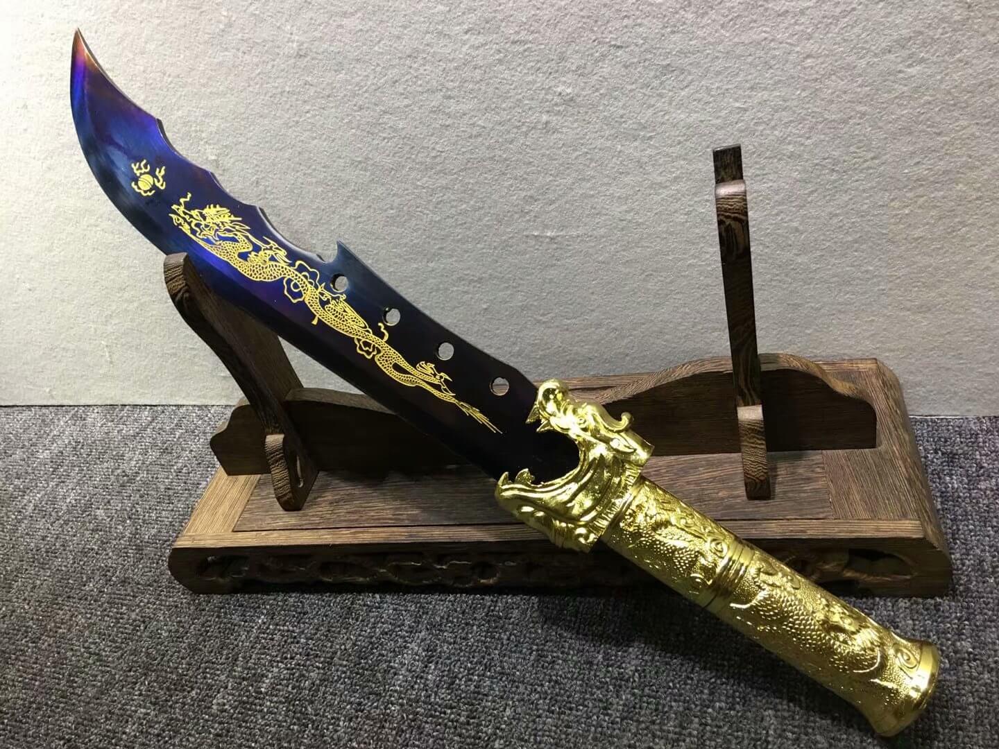 Single hand GuanDao,High carbon steel blade,Leather scabbard - Chinese sword shop