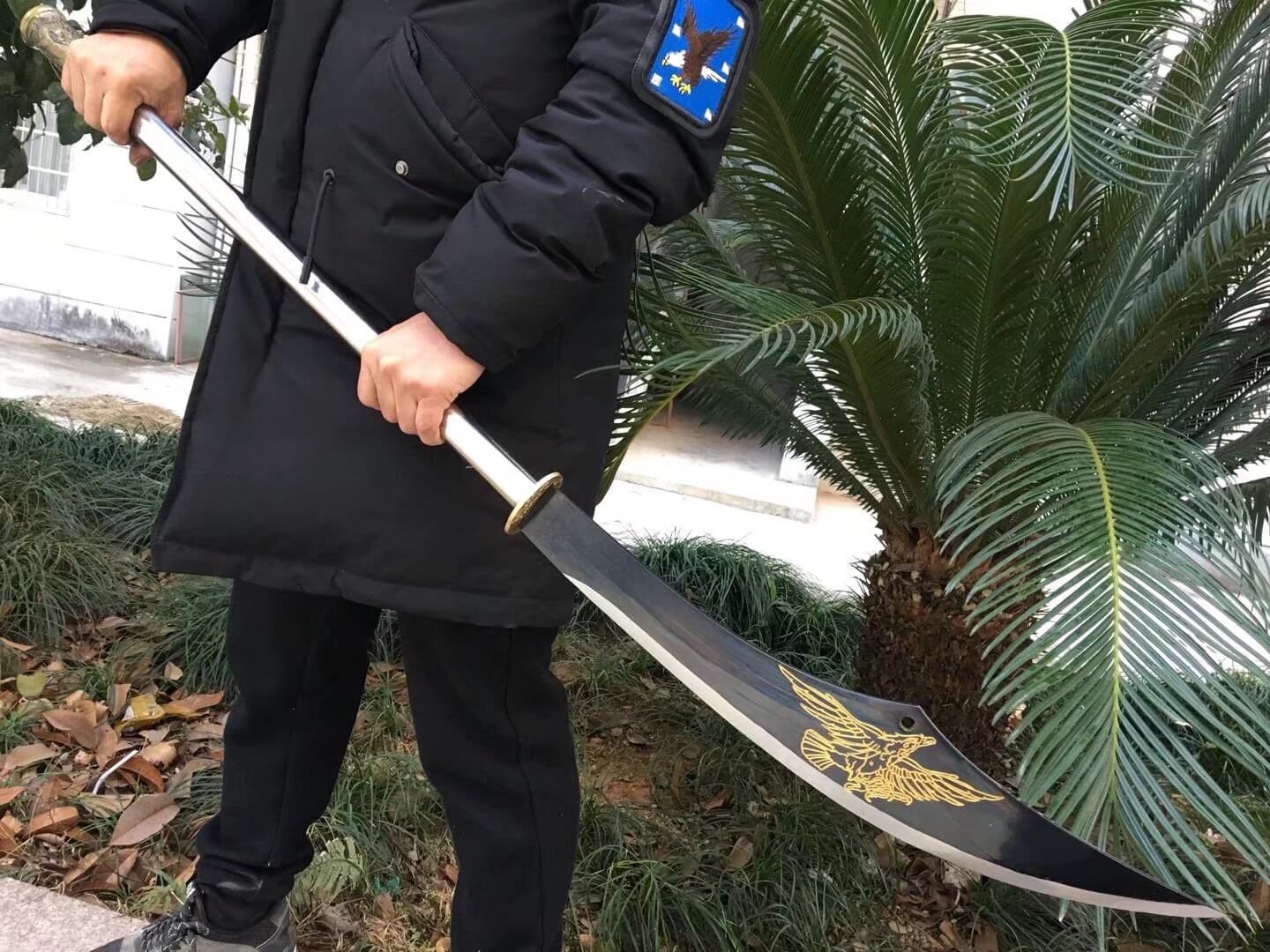 Guandao,High carbon steel,Leatherscabbard,Length 44" - Chinese sword shop