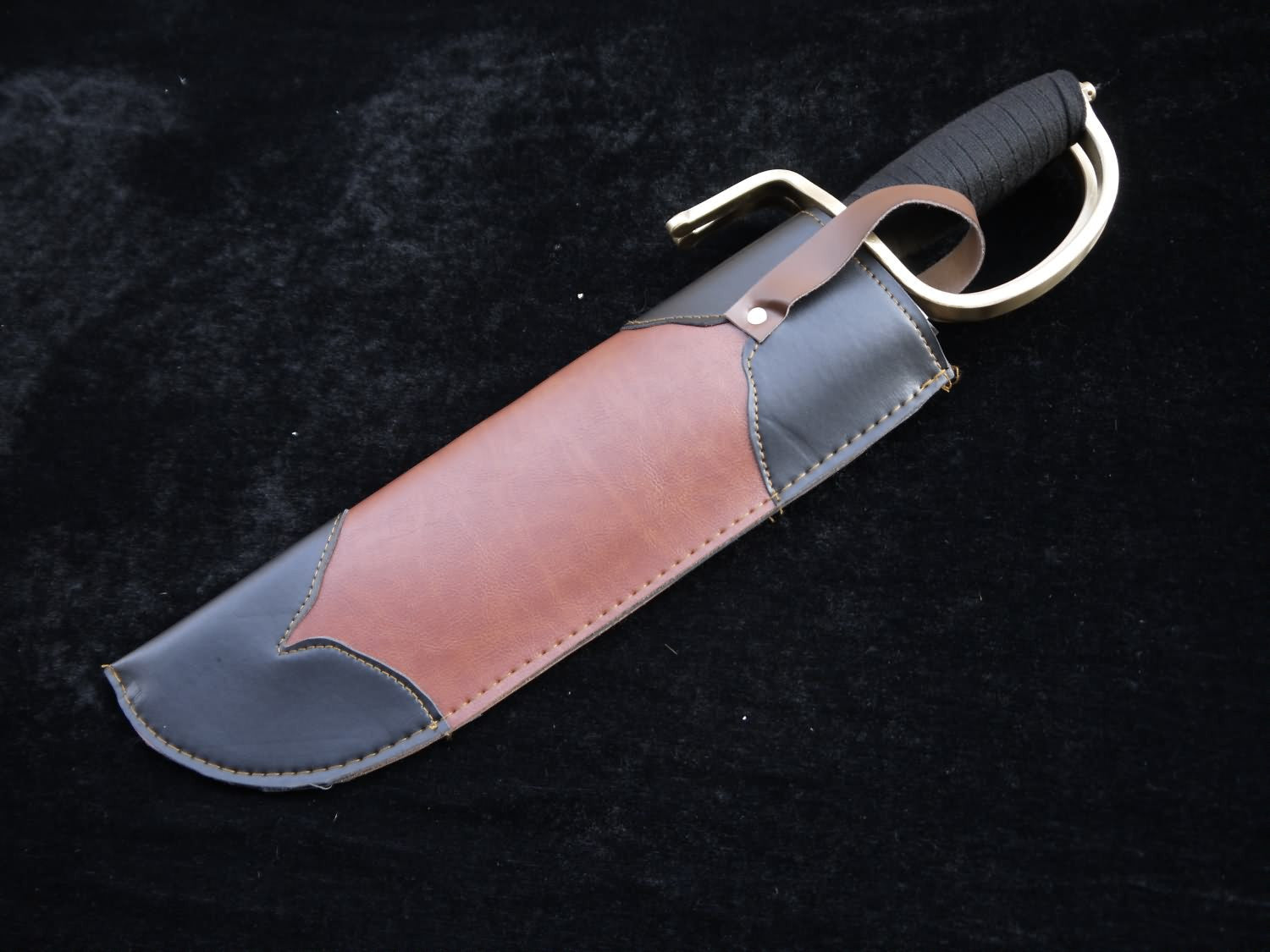 Wing Chun butterfly knife(Folding steel blade,Brown Leather scabbard,Copper handle) - Chinese sword shop