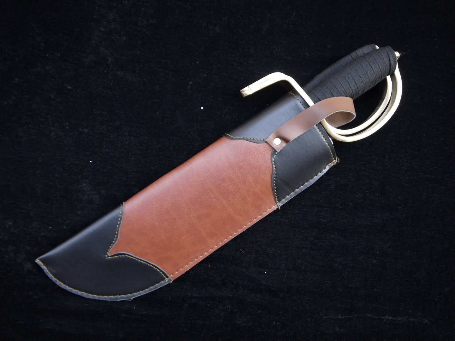 Wing Chun butterfly knife(Folding steel blade,Brown Leather scabbard,Copper handle) - Chinese sword shop