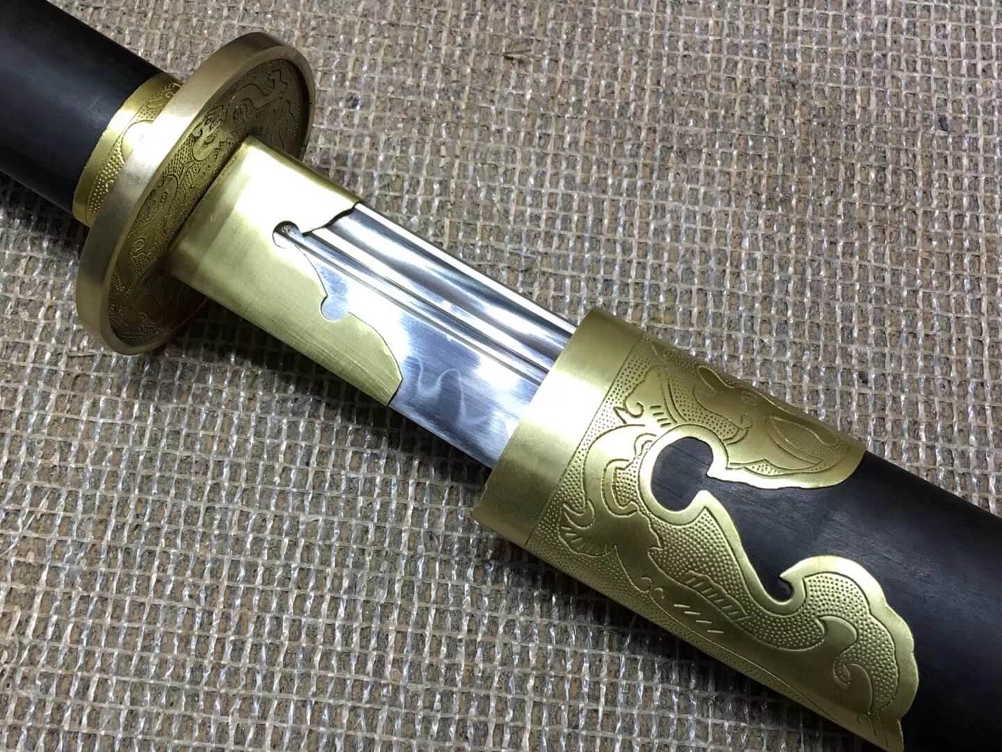 Sabers sword,High carbon steel burn blade,Brass fittings,Black scabbard - Chinese sword shop