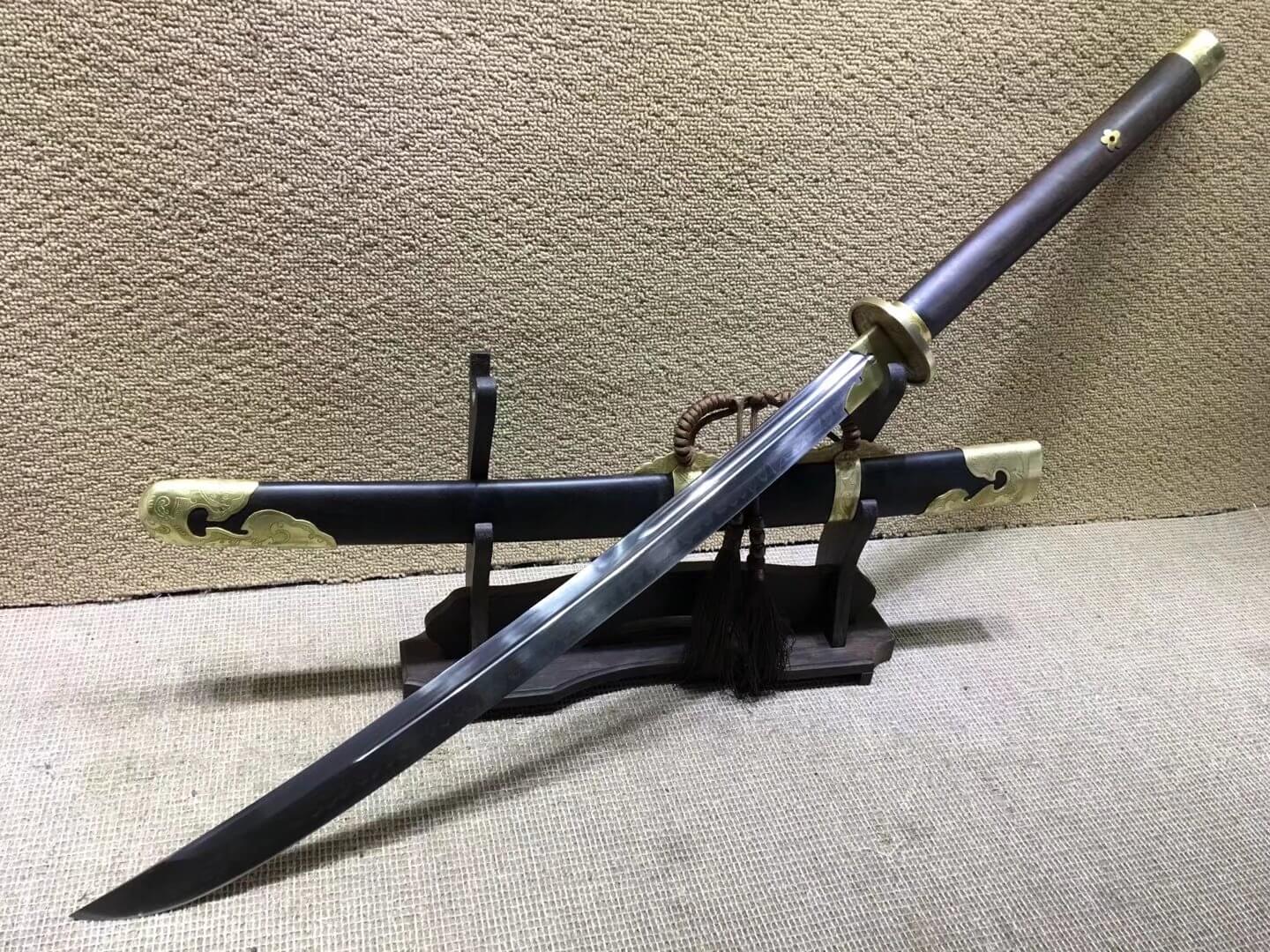 Sabers sword,High carbon steel burn blade,Brass fittings,Black scabbard - Chinese sword shop