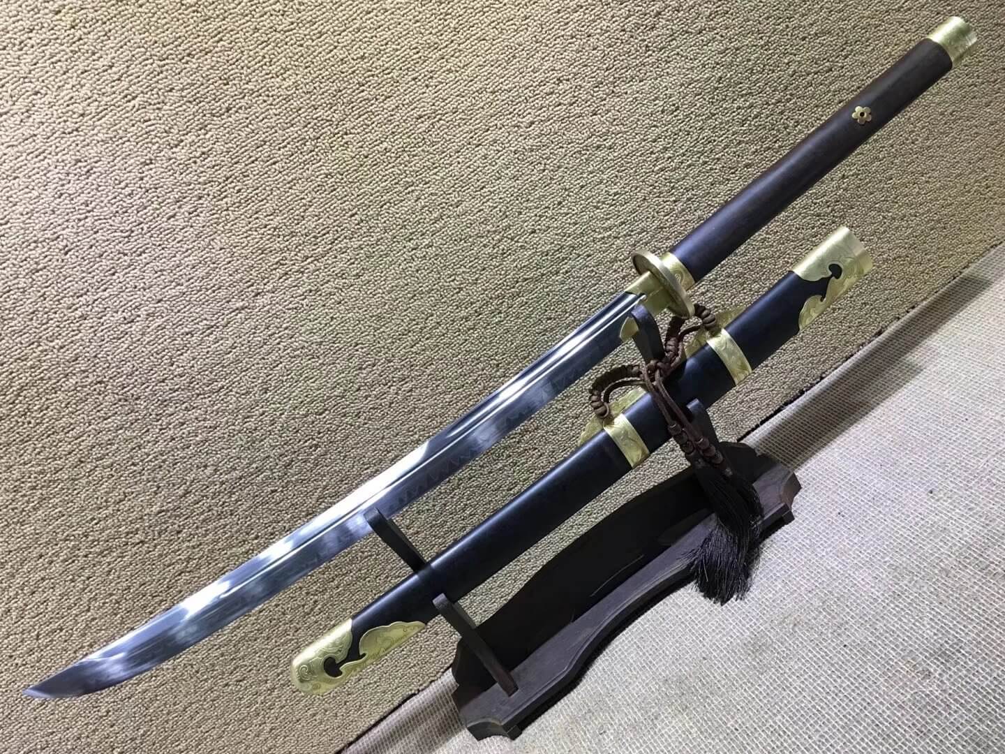 Sabers sword,High carbon steel burn blade,Brass fittings,Black scabbard - Chinese sword shop
