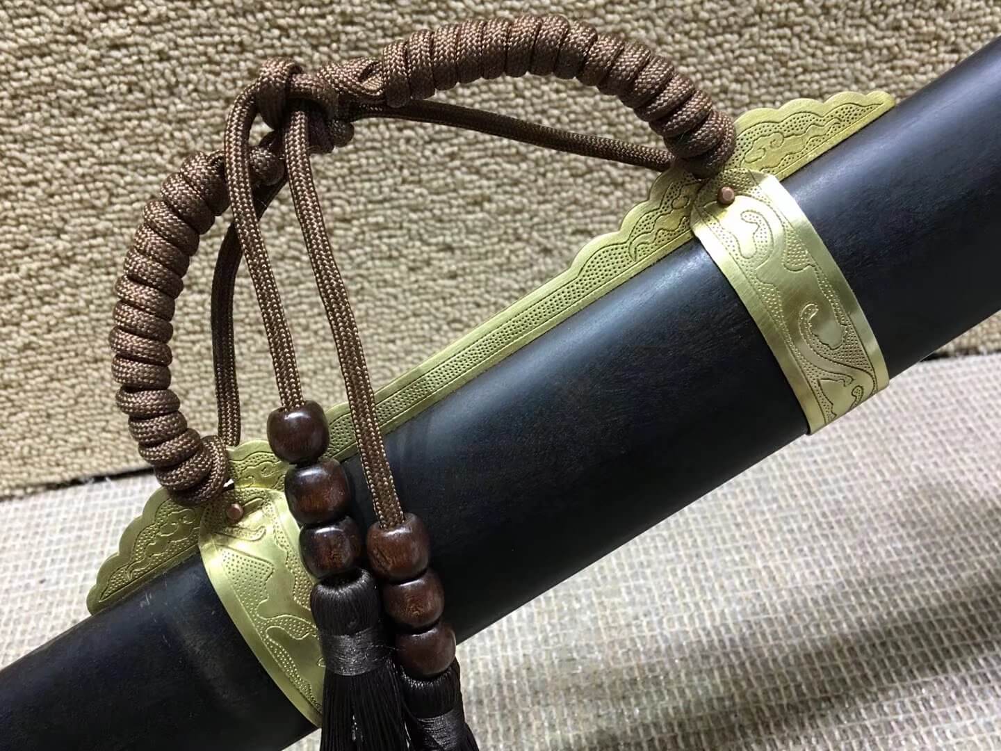 Sabers sword,High carbon steel burn blade,Brass fittings,Black scabbard - Chinese sword shop
