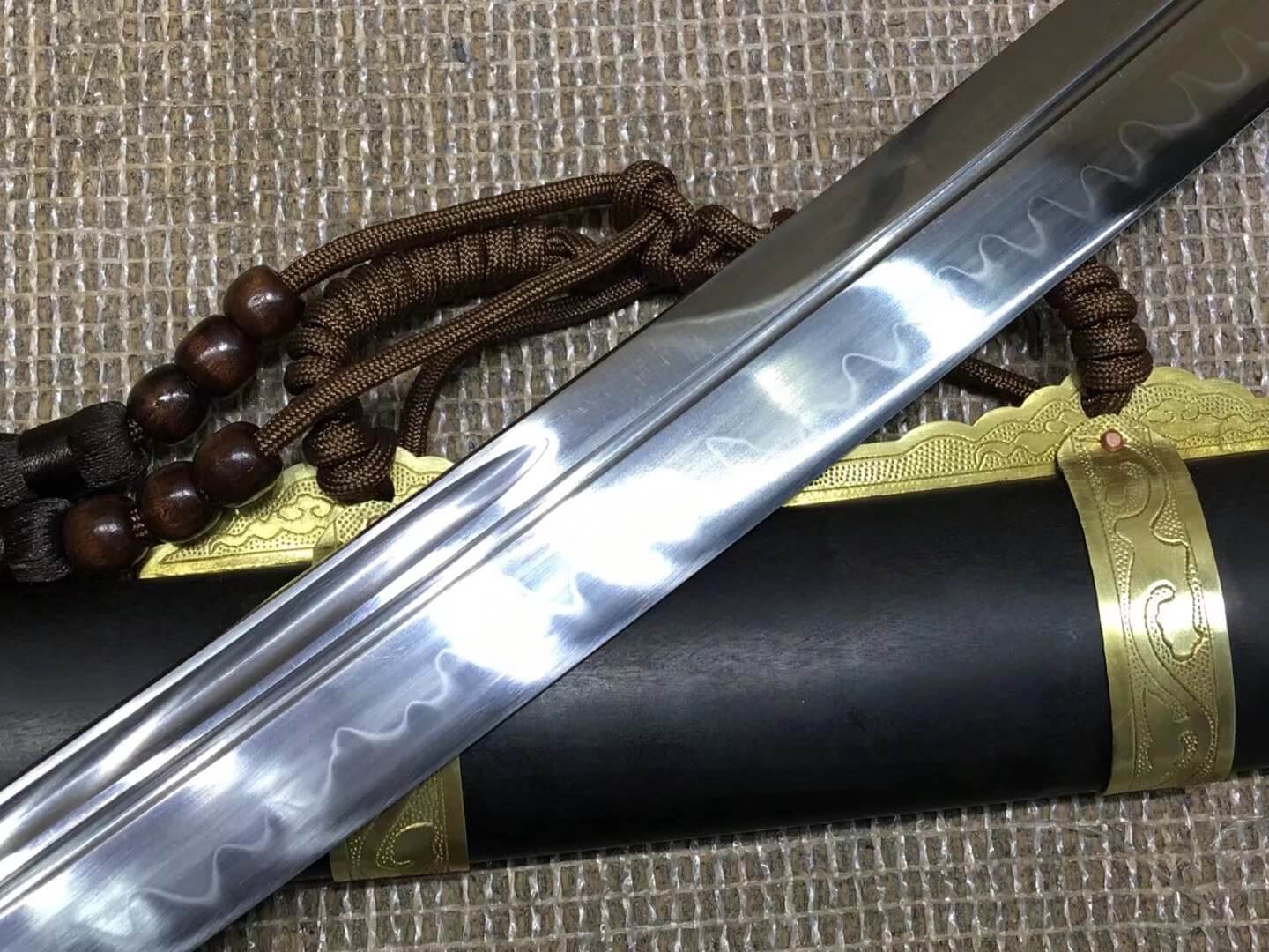 Sabers sword,High carbon steel burn blade,Brass fittings,Black scabbard - Chinese sword shop